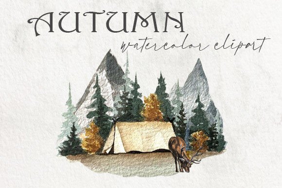 Bring the Season to Life: Autumn Watercolor Clipart, Fall, Forest