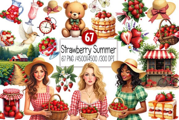 Capture Summer's Sweetest Moments: Watercolor Strawberry Clipart PNG