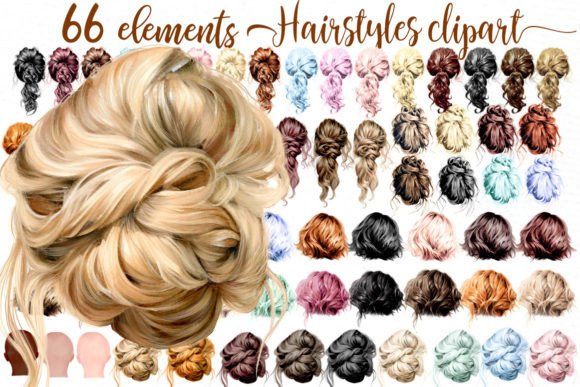 Hairstyles Clipart & Bridal Hairstyles: Watercolor Elegance for Your Designs