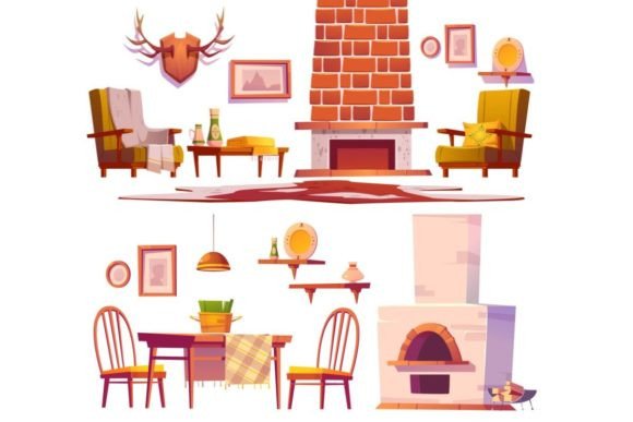Living Room Objects Set: Cozy Illustrations for Modern Design