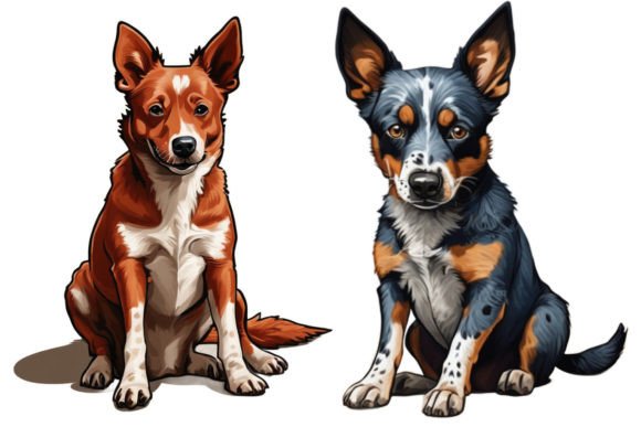 Red Heeler, Blue Heeler Dogs Clipart: 46 PNGs for Creative Projects