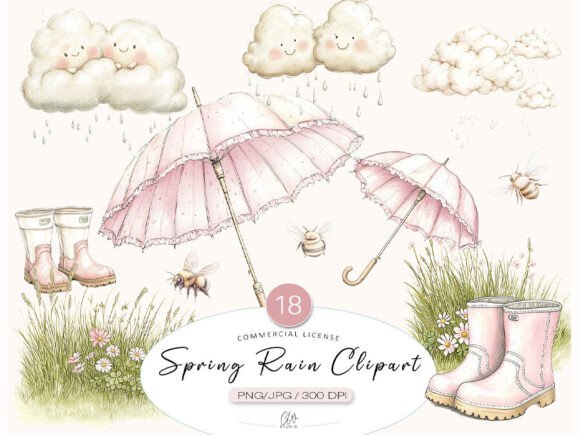 Spring Rain Clipart Bundle: A Designer's Guide to Freshness