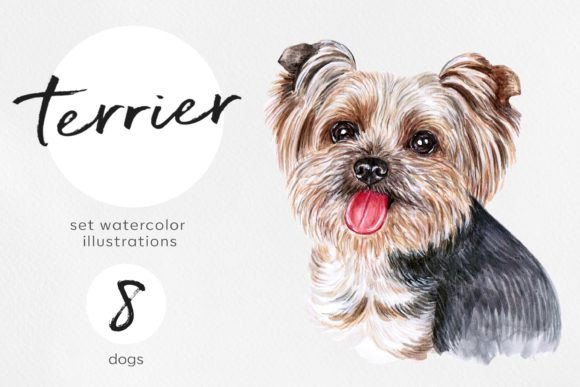 Terrier Dogs: A Watercolor Set of 8 Breeds for Designers
