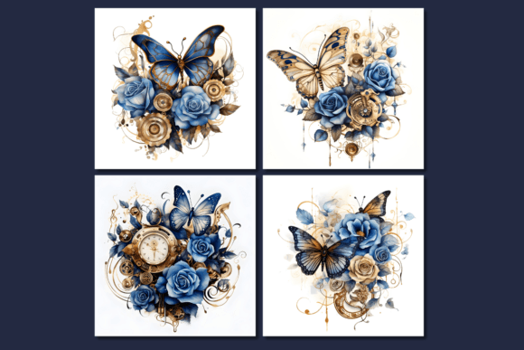 The Art of Butterfly and Blue Rose Steampunk