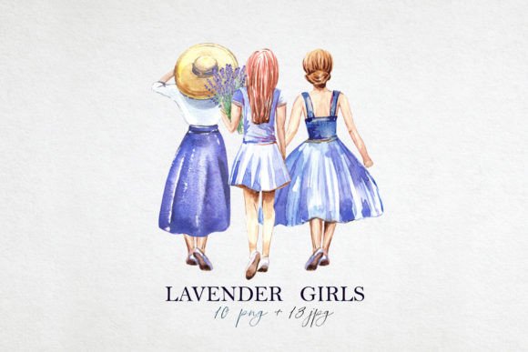 Watercolor Lavender Girls Clipart for Creative Projects