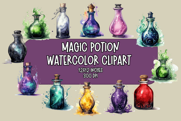 Watercolor Magic Potion Bottles Clipart: A Designer's Guide